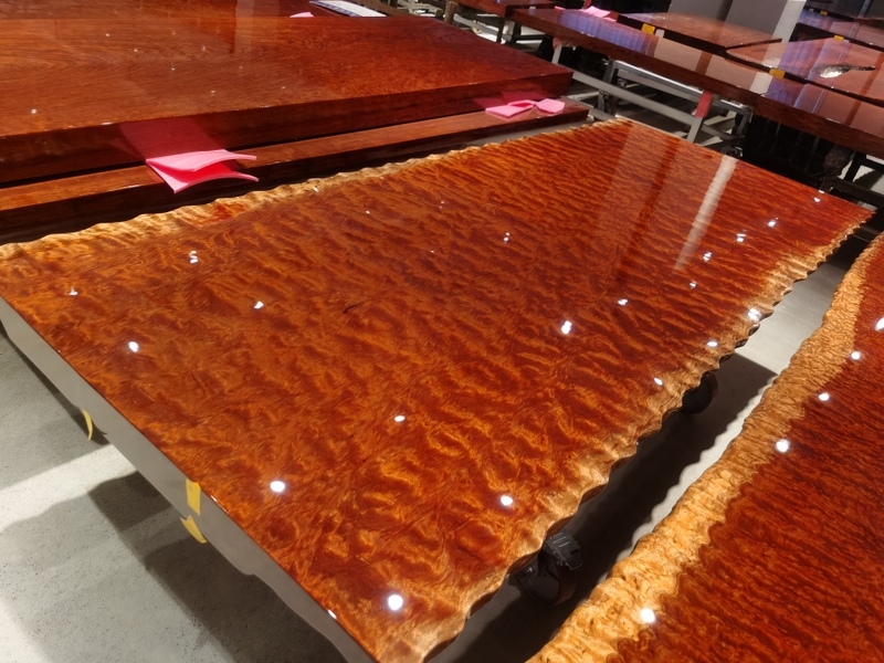 Premium Live Edge Burl Bubinga Wood Slab Exotic Figured Table Top Solid Wood Dining Coffee Table
