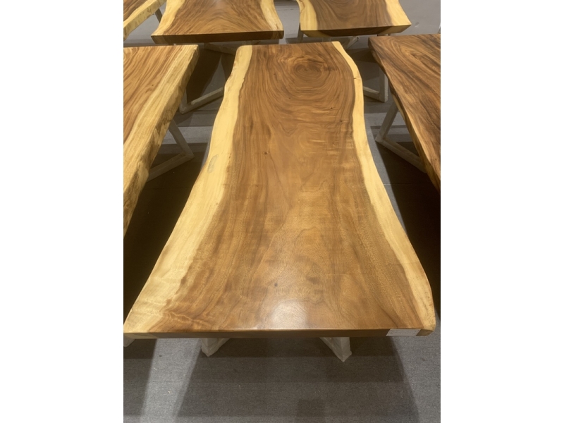 Custom Size Natural Live Edge Suar Wood Slab Table For Dining Conference Bulk Order