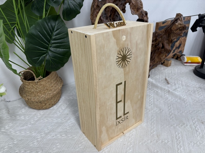 Custom Logo High Quality Wood Wine Box Wooden Wine Gift Box Double Bottle Gift Box Wine Bottle Gift Wrapping Weddings