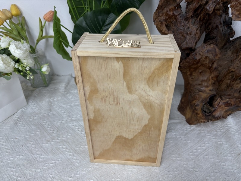 Custom Logo High Quality Wood Wine Box Wooden Wine Gift Box Double Bottle Gift Box Wine Bottle Gift Wrapping Weddings