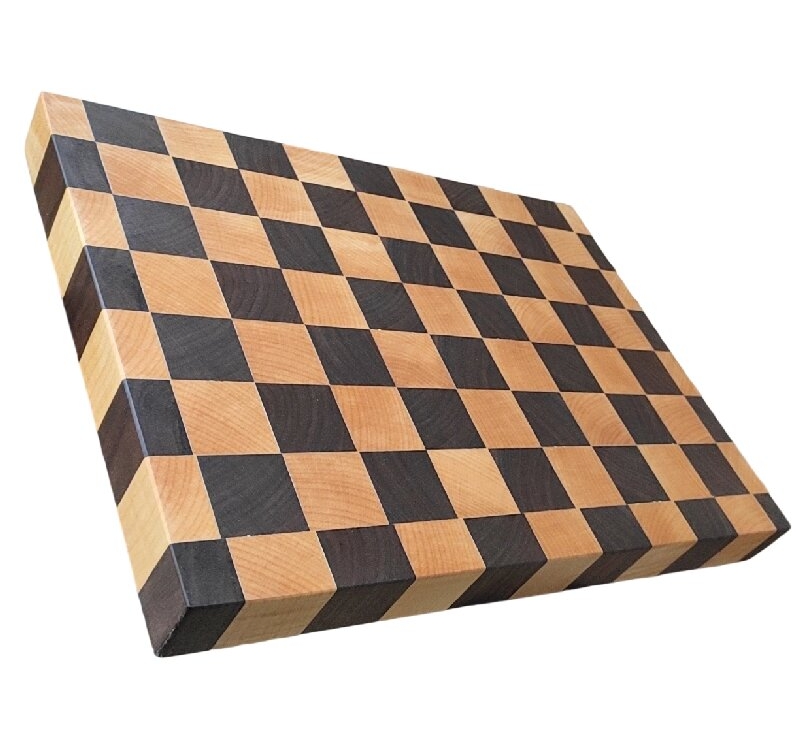 Handmade Artistic End Grain Cutting Board Maple Walnut Parquet Design Solid Wood Chopping Board
