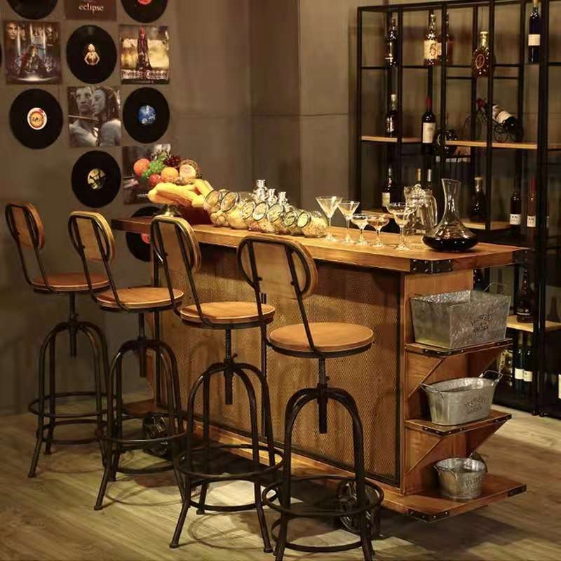 High heel industrial metal wood bar stools chairs