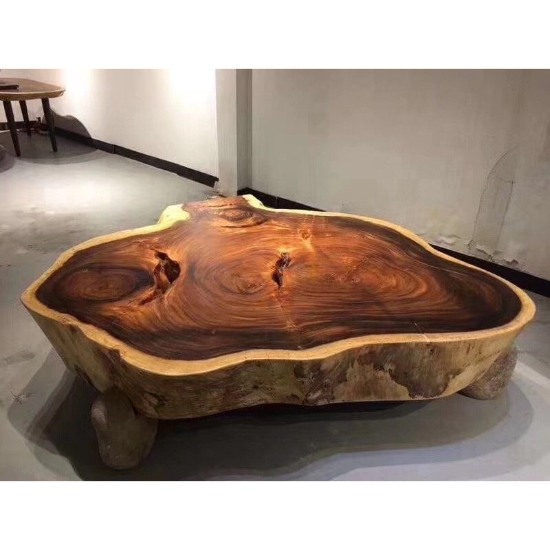 Annual ring round ecuador walnut slab coffee tea table