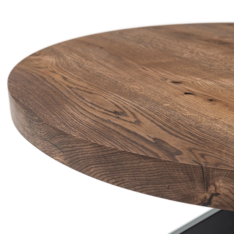 Industrial Round Full Stave Oak CoffeeTable With Spider Leg