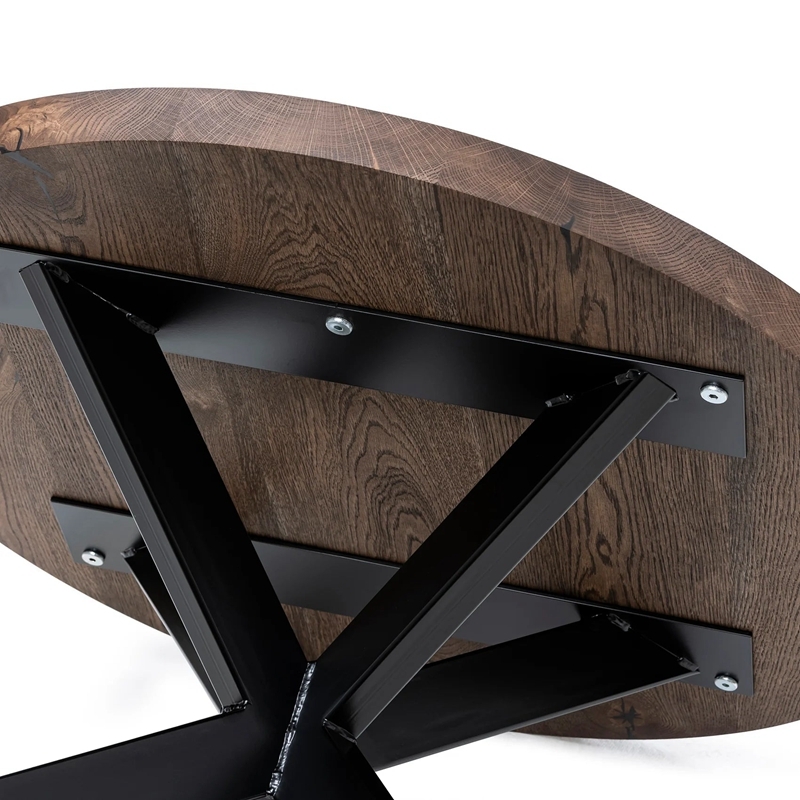 Industrial Round Full Stave Oak CoffeeTable With Spider Leg