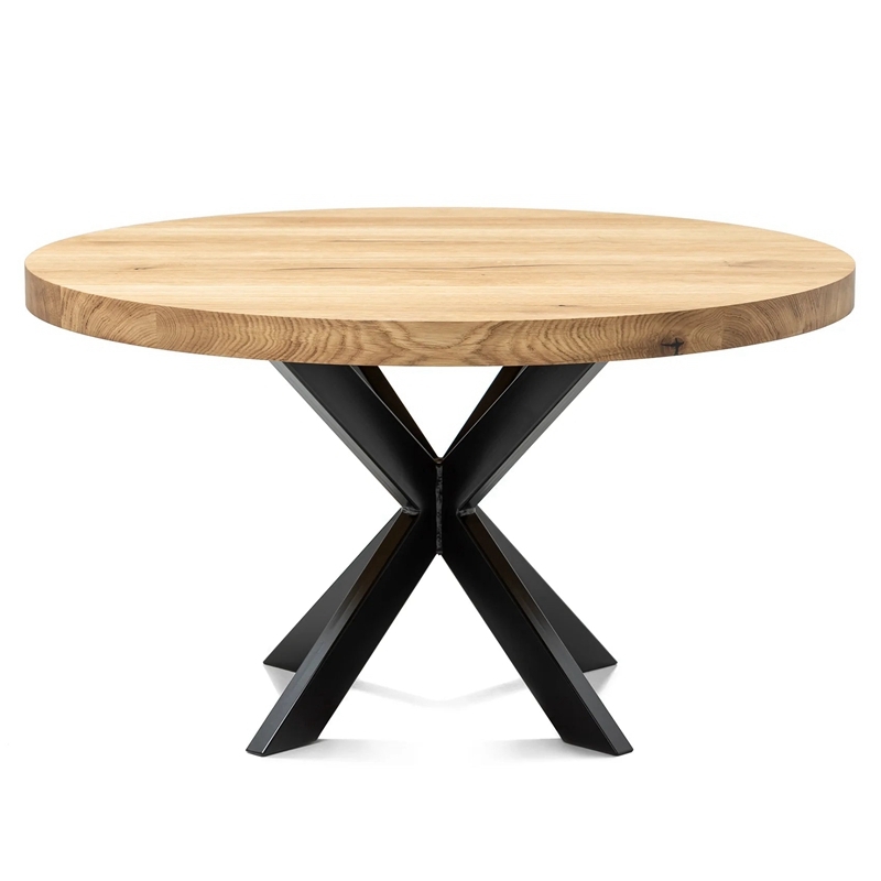 Natural Solid Round Full Stave Oak CoffeeTable With Spider Leg