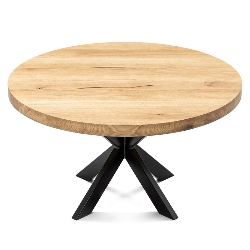 Natural Solid Round Full Stave Oak CoffeeTable With Spider Leg