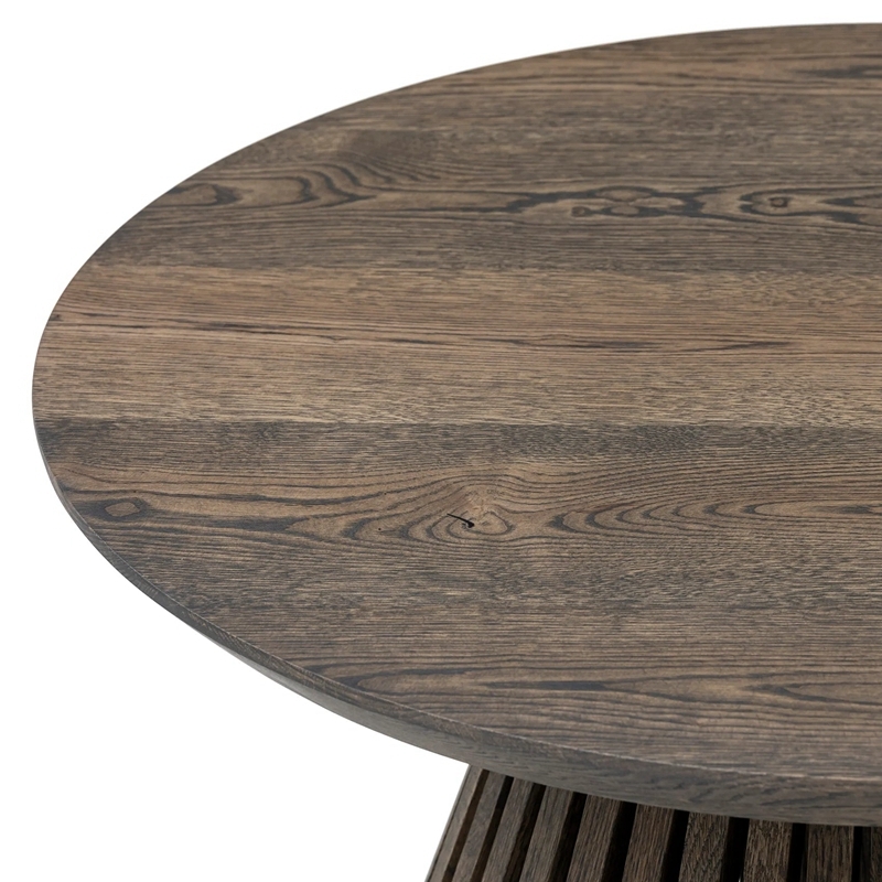 Custom Full Stave Round Oak Coffee Table Wooden Base
