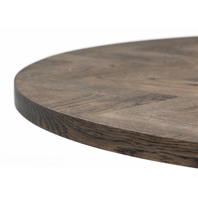 Industrial Round herringbone oak Dining Table With Spider Leg