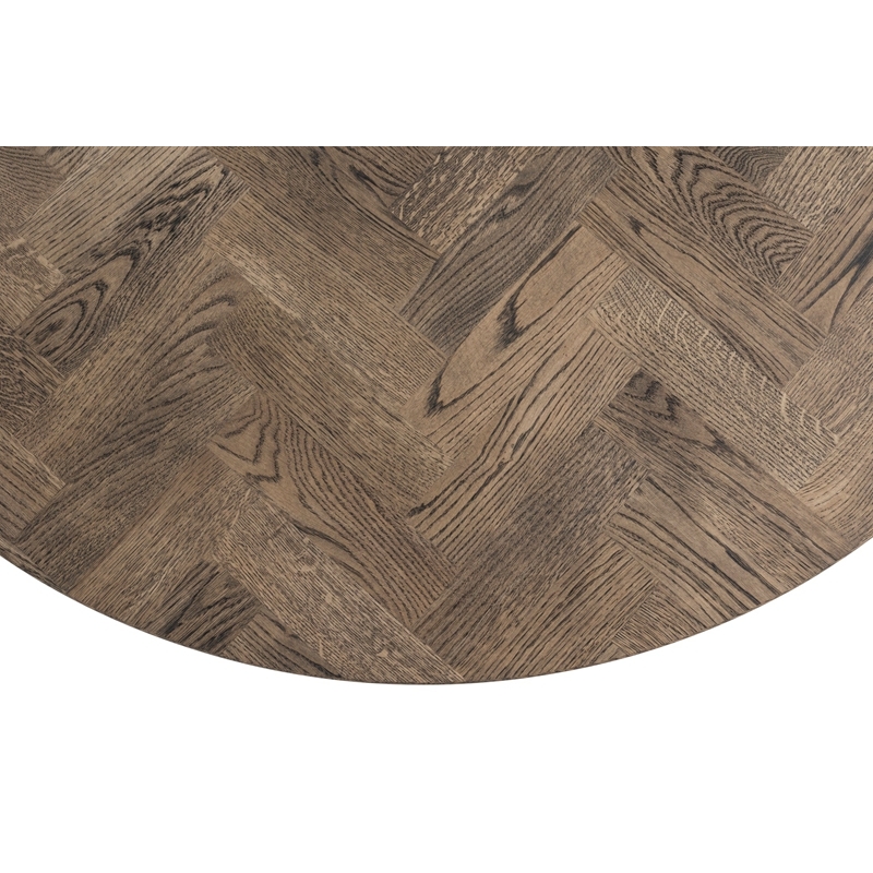 Industrial Round herringbone oak Dining Table With Spider Leg