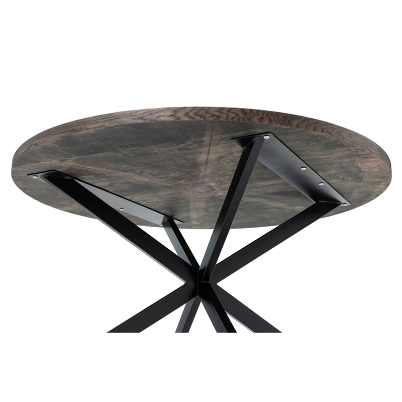 Industrial Round herringbone oak Dining Table With Spider Leg