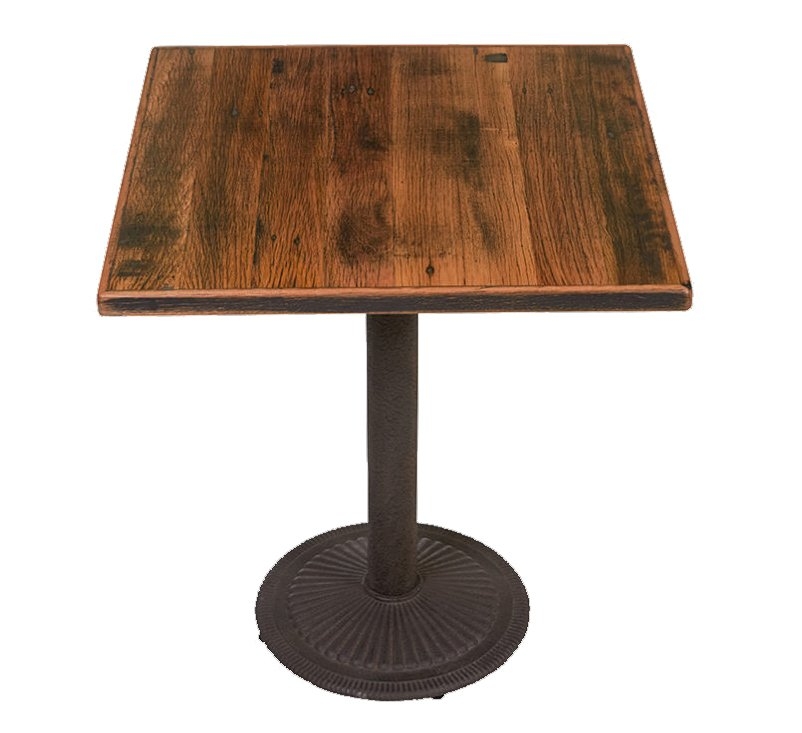 Reclaimed aged elm coffee table metal base