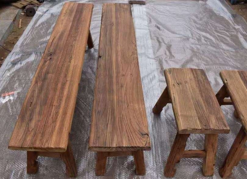 Aged wood elm bench