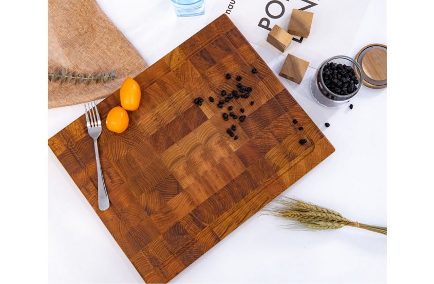 End grain oak butcher pattern cutting board