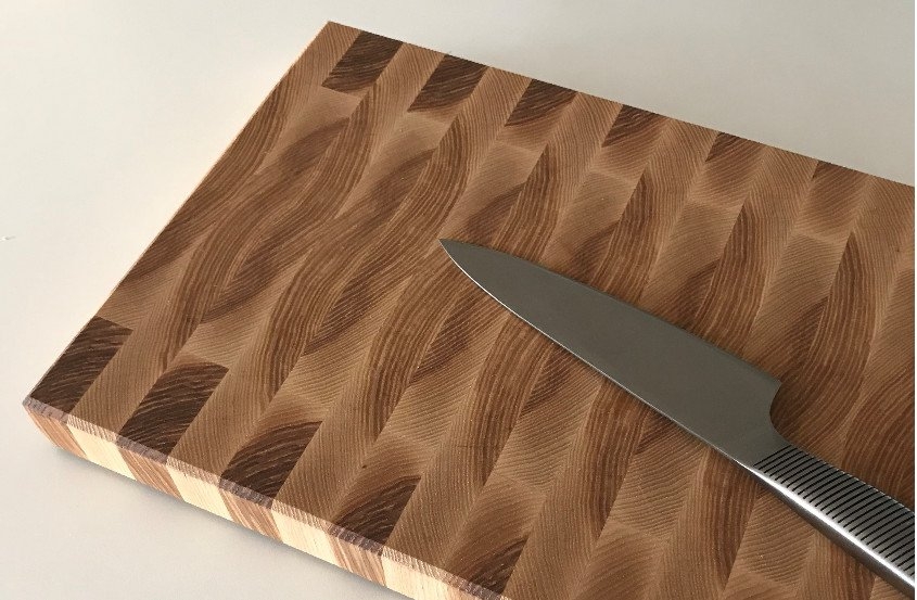 End grain oak butcher pattern cutting board