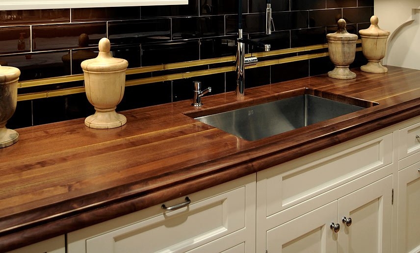 Solid stave walnut wood countertop