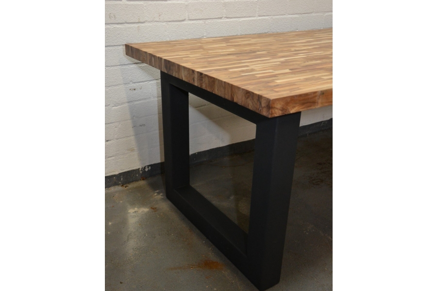 Solid wood FJ acacia office table with metal base