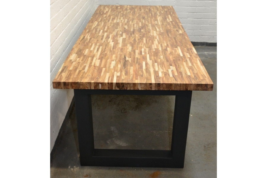 Solid wood FJ acacia office table with metal base