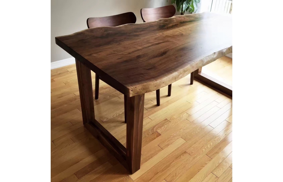 Solid Wood USA Walnut Slab Live Edge Guled Table