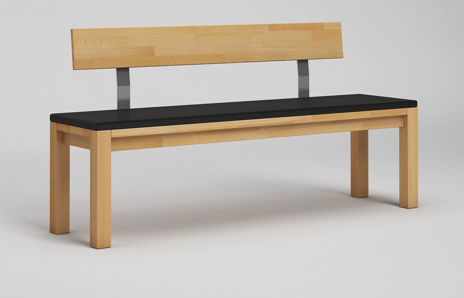 Solid wood bench with leather seating