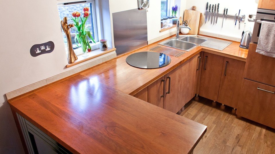 Solid Full Stave Cherry Wood Kitchen Countertop
