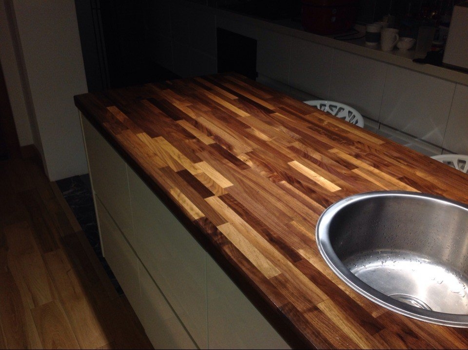 Oiled walnut wood kitchen island top