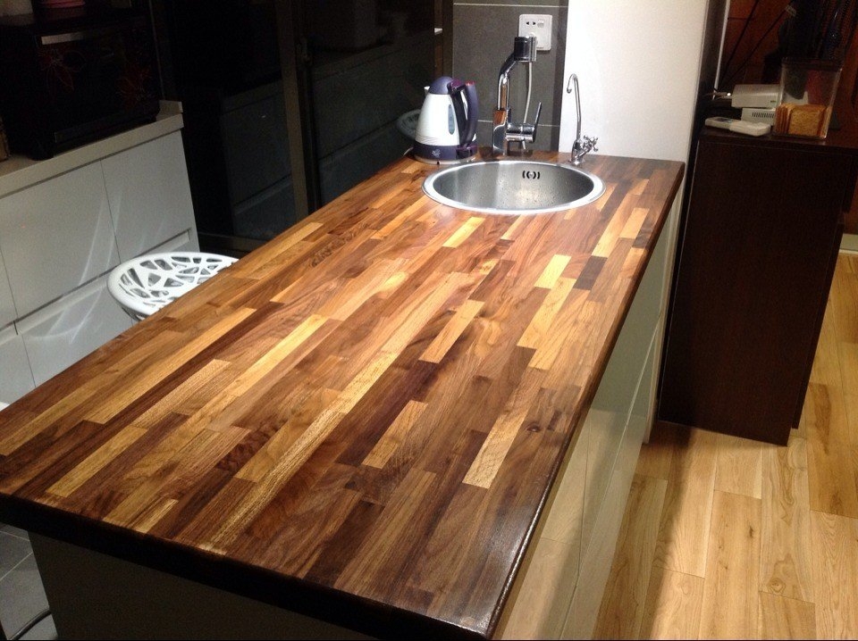 Oiled walnut wood kitchen island top